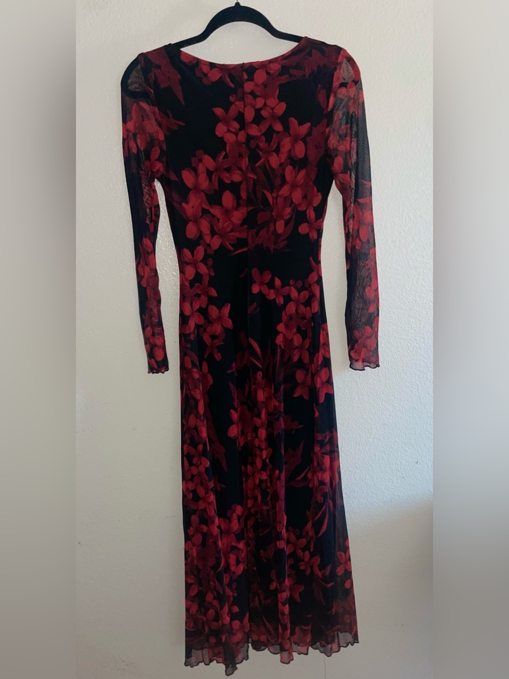 connected apparel Black Maxi Dress with Red Floral Print